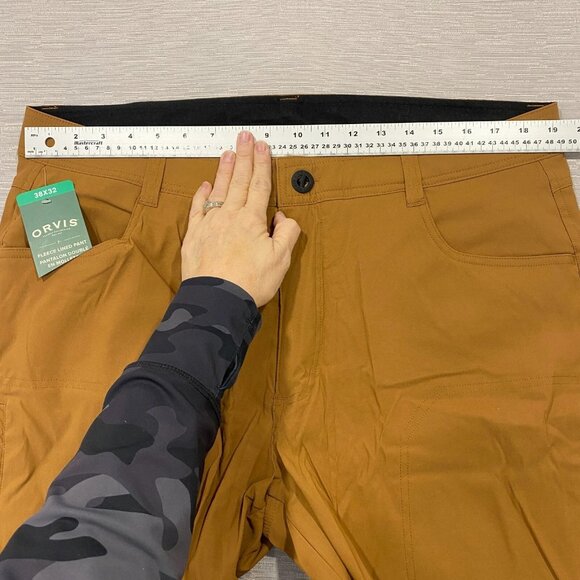 Orvis Fleece Lined Tech Pants Mens 38 x 32 Brown Water Repellent Insulated - Picture 10 of 15